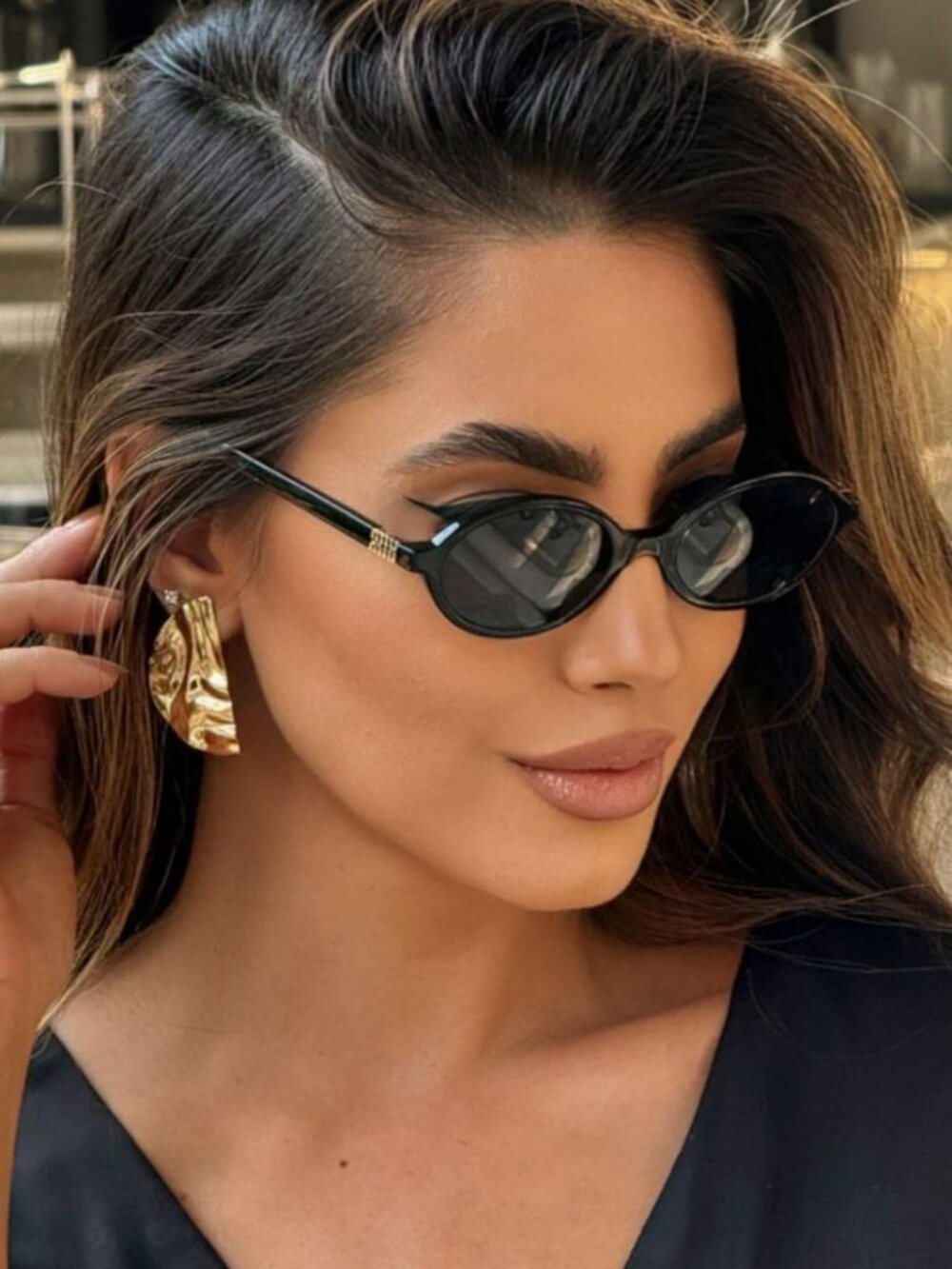 MIU MIU MU04ZS 1AB5S0 BLACK OVAL SUNGLASSES